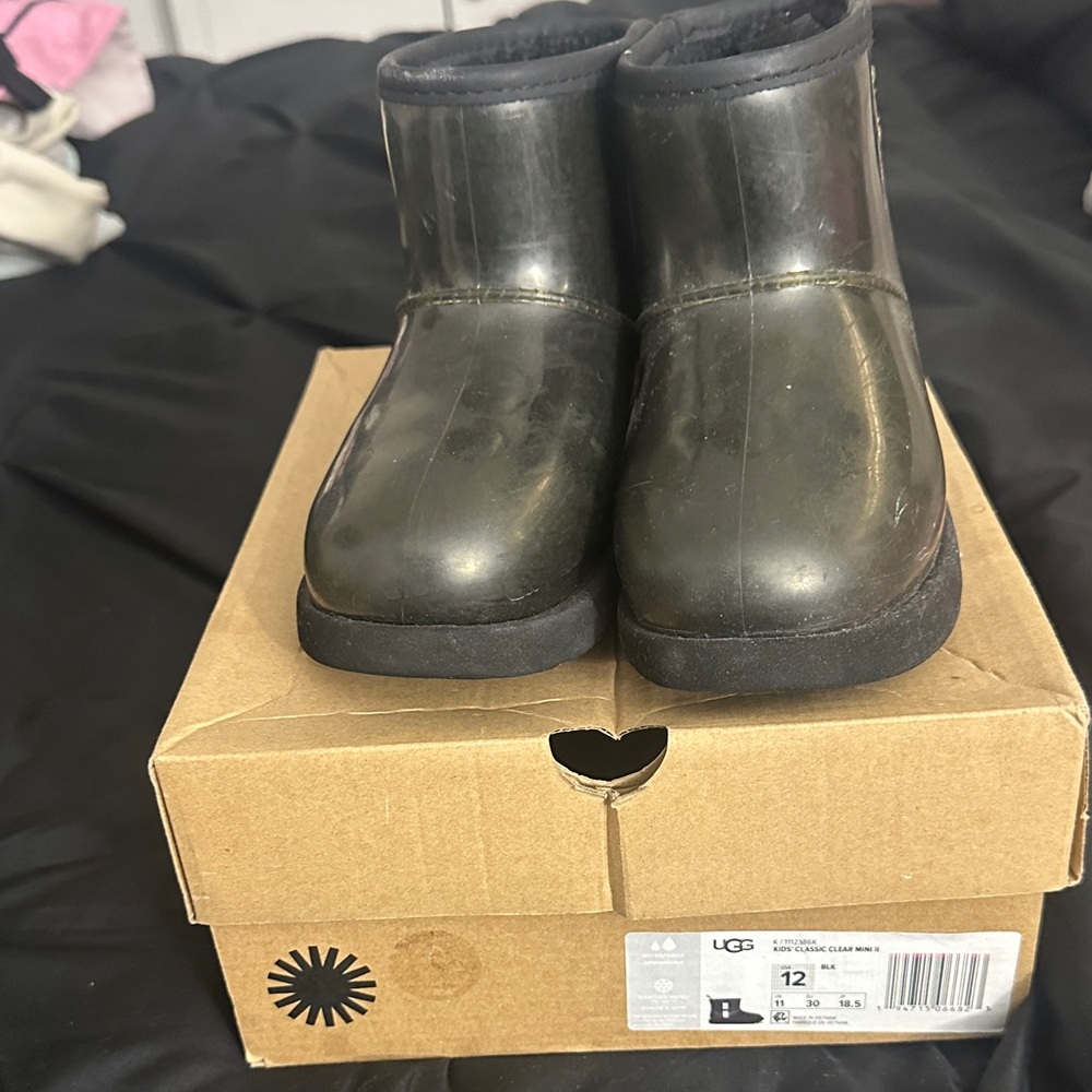 UGG Black rain Boots kids size 12